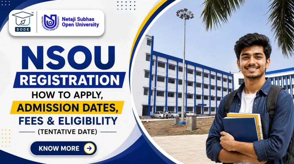 NSOU Registration 2027 application process, admission dates, fees and eligibility